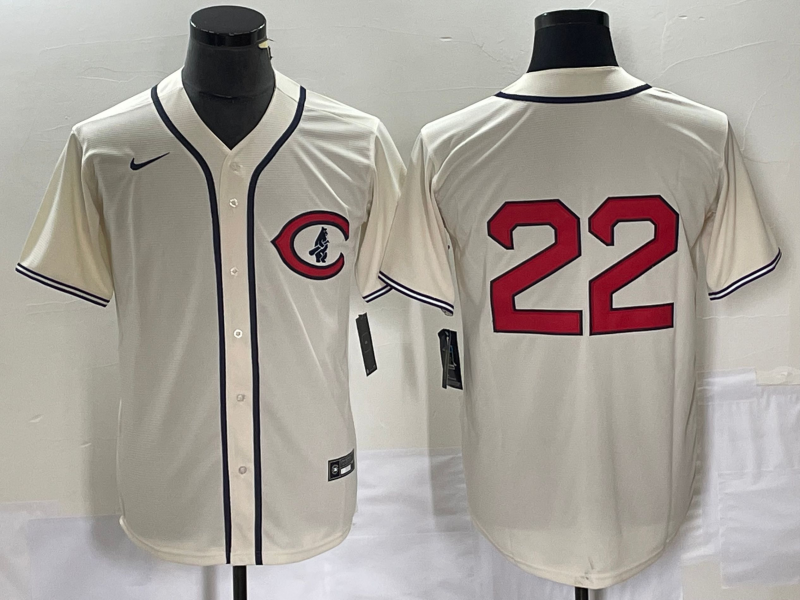 Men's Chicago Cubs Mark Prior #22 Cream Player Name Jersey1