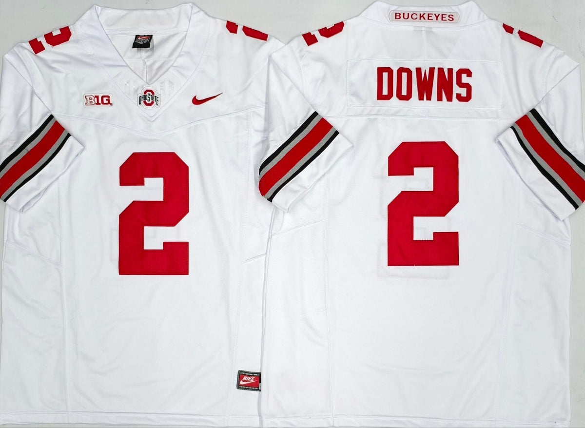 Men's Ohio State Buckeyes Caleb Downs #2 White Player Game Jersey