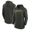 Men's New York Jets  Forest Green 2025 Salute to Service Sideline Dri-FIT Lightweight Hooded Pullover