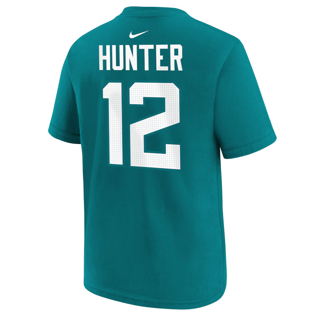 Jacksonville Jaguars Travis Hunter  Teal 2025  Draft First Round Pick Name & Number T-Shirt