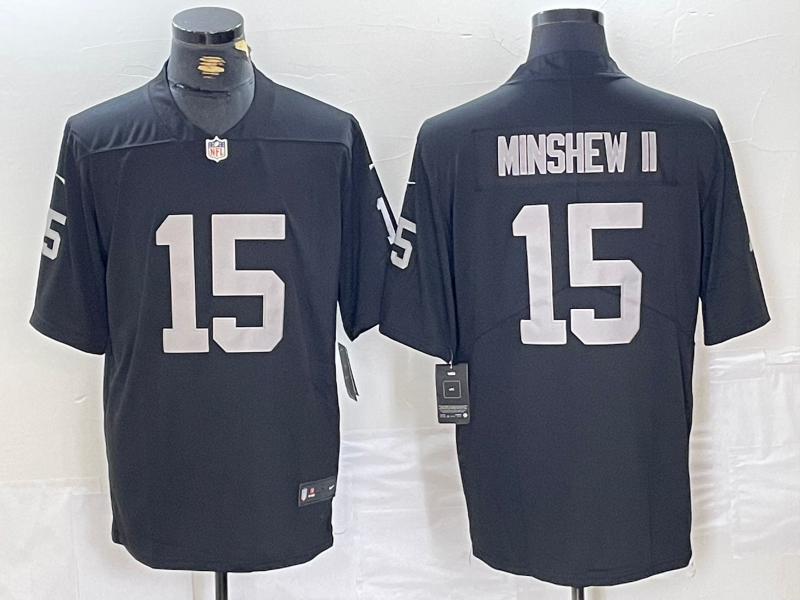Men's Las Vegas Raiders Gardner Minshew II #15 Black Game Jersey1