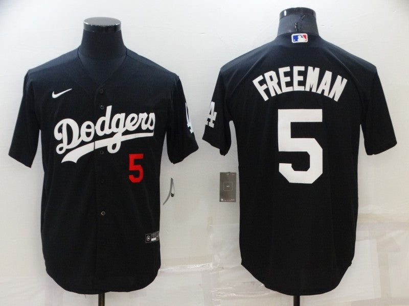 Men's Los Angeles Dodgers Freddie Freeman Black Stitched Jersey