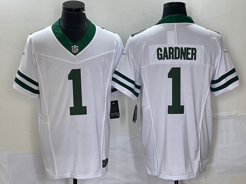 Men's New York Jets Ahmad Sauce Gardner #1 White Legacy Vapor F.U.S.E. Limited Jersey1