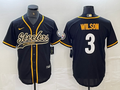 Men's Pittsburgh Steelers Russell Wilson #3 Black Game Jersey1 Joint Edition