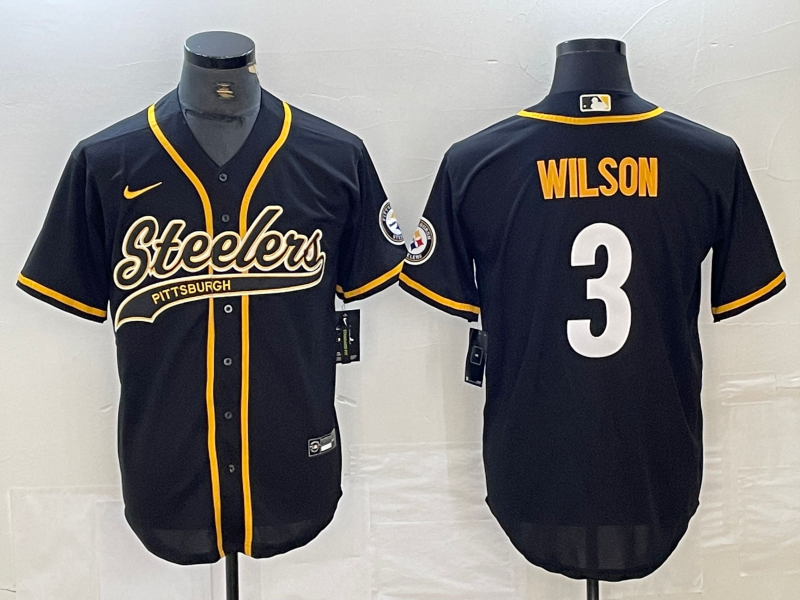 Men's Pittsburgh Steelers Russell Wilson Black Game Jersey Joint Edition