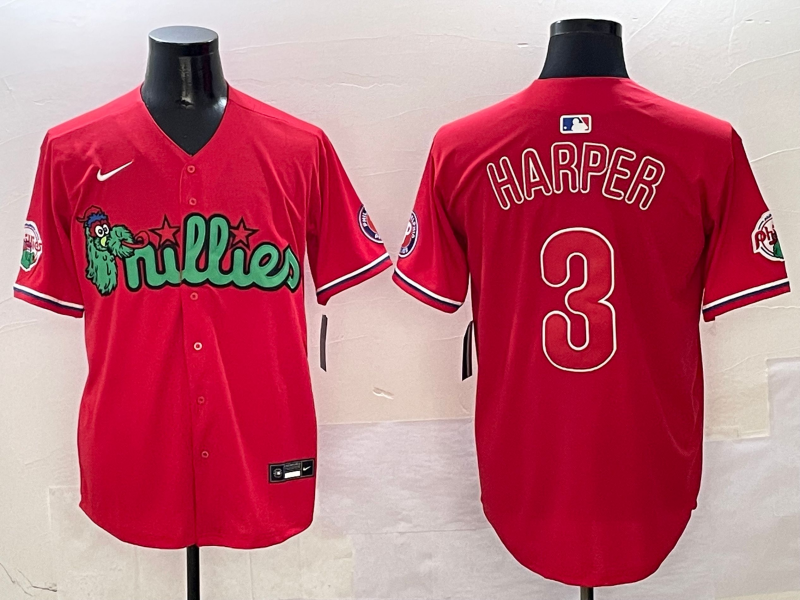 Men's Philadelphia Phillies Bryce Harper Red Player Game Jersey
