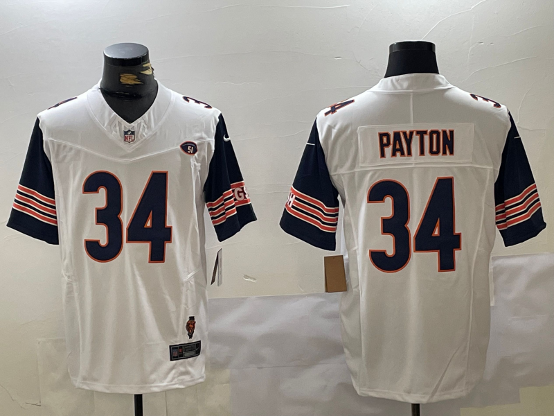 Men's Chicago Bears Walter Payton #34 White Alternate Game Player Jersey1