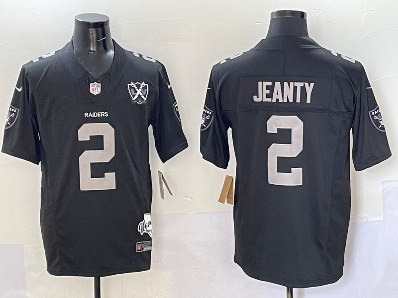 Men's Las Vegas Raiders Ashton Jeanty #2 Black 2025  active First Round Pick Game Jersey