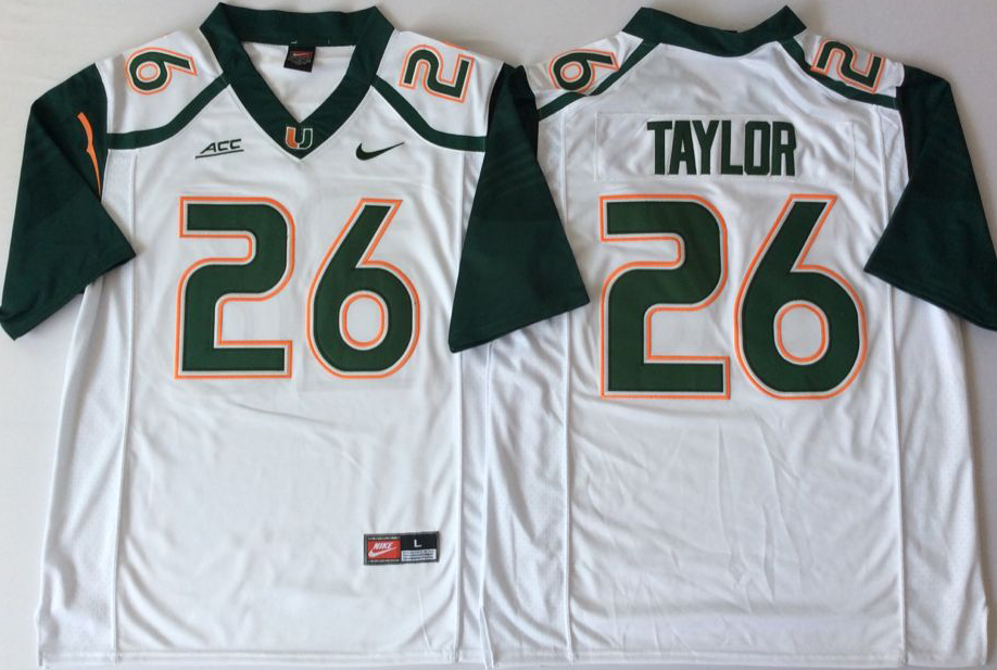Men's Miami Hurricanes Sean Taylor White Team Football game Jersey