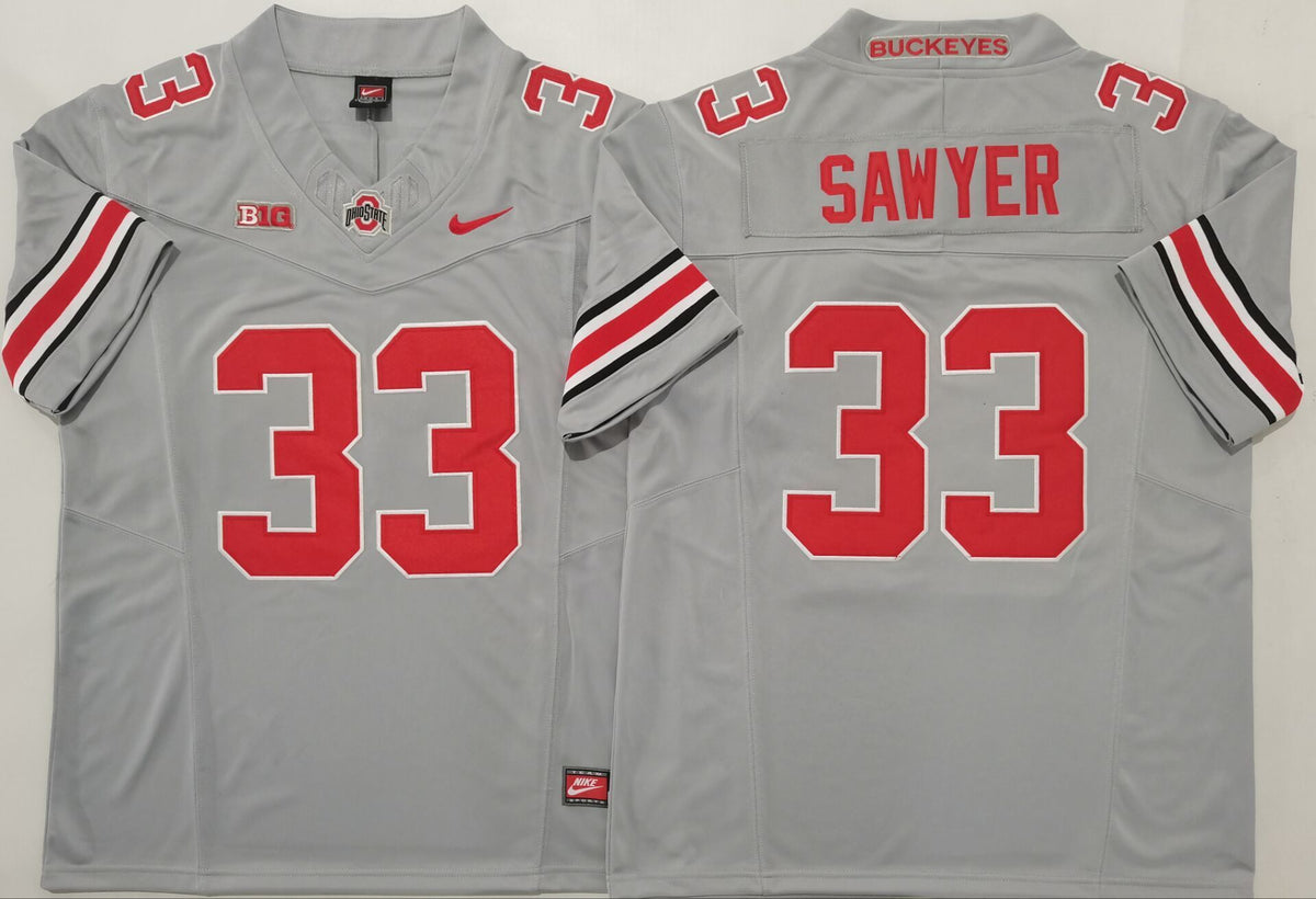 Men's Ohio State Buckeyes Jack Sawyer #33 Gray Player Game Jersey