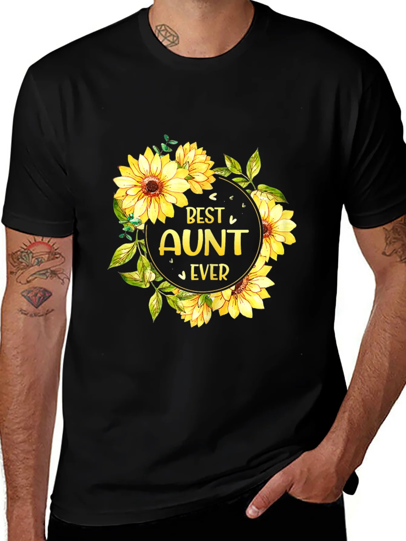 Best Aunt Ever Sunflower Graphic T-Shirt