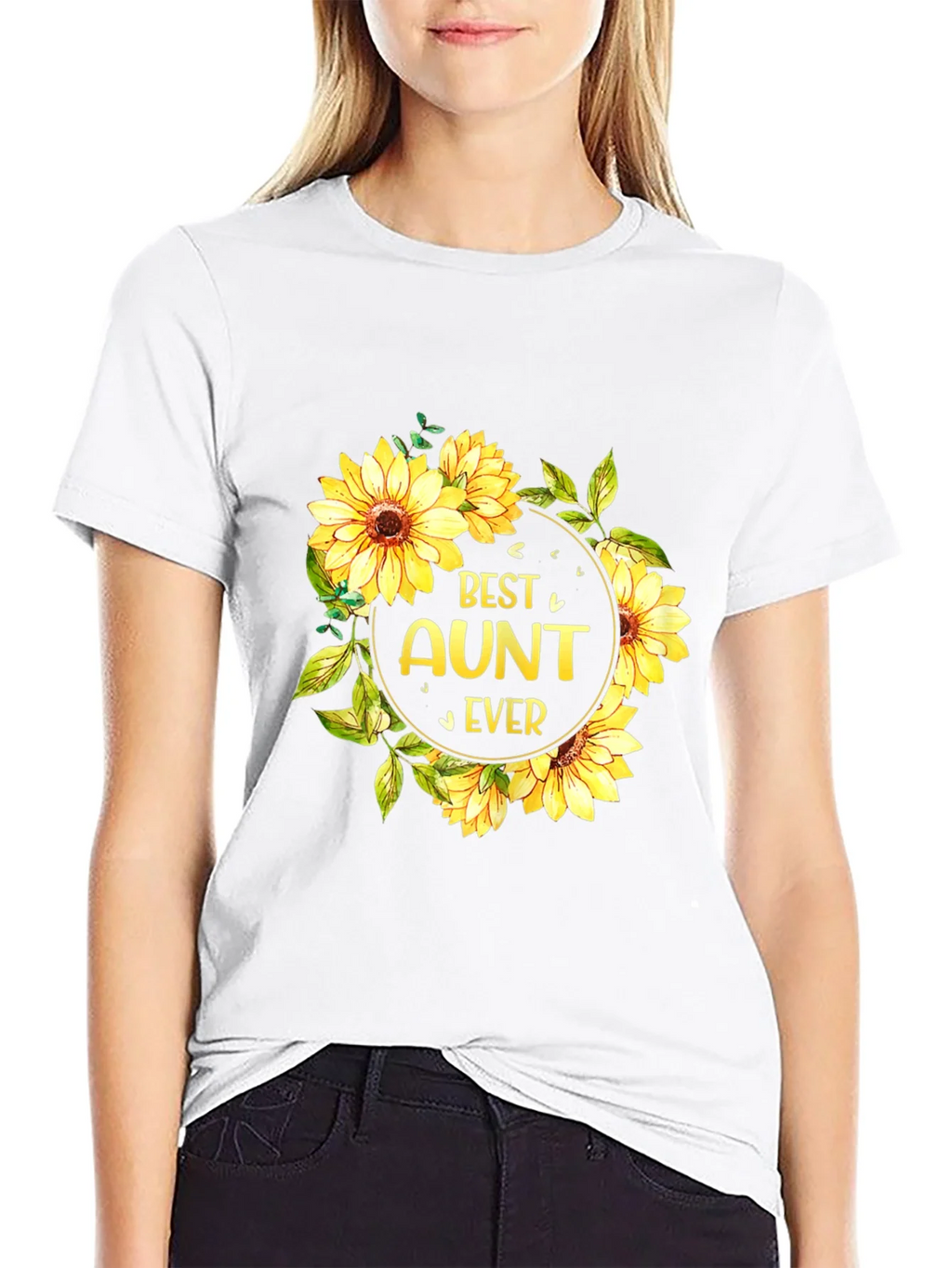 Best Aunt Ever Sunflower Graphic T-Shirt