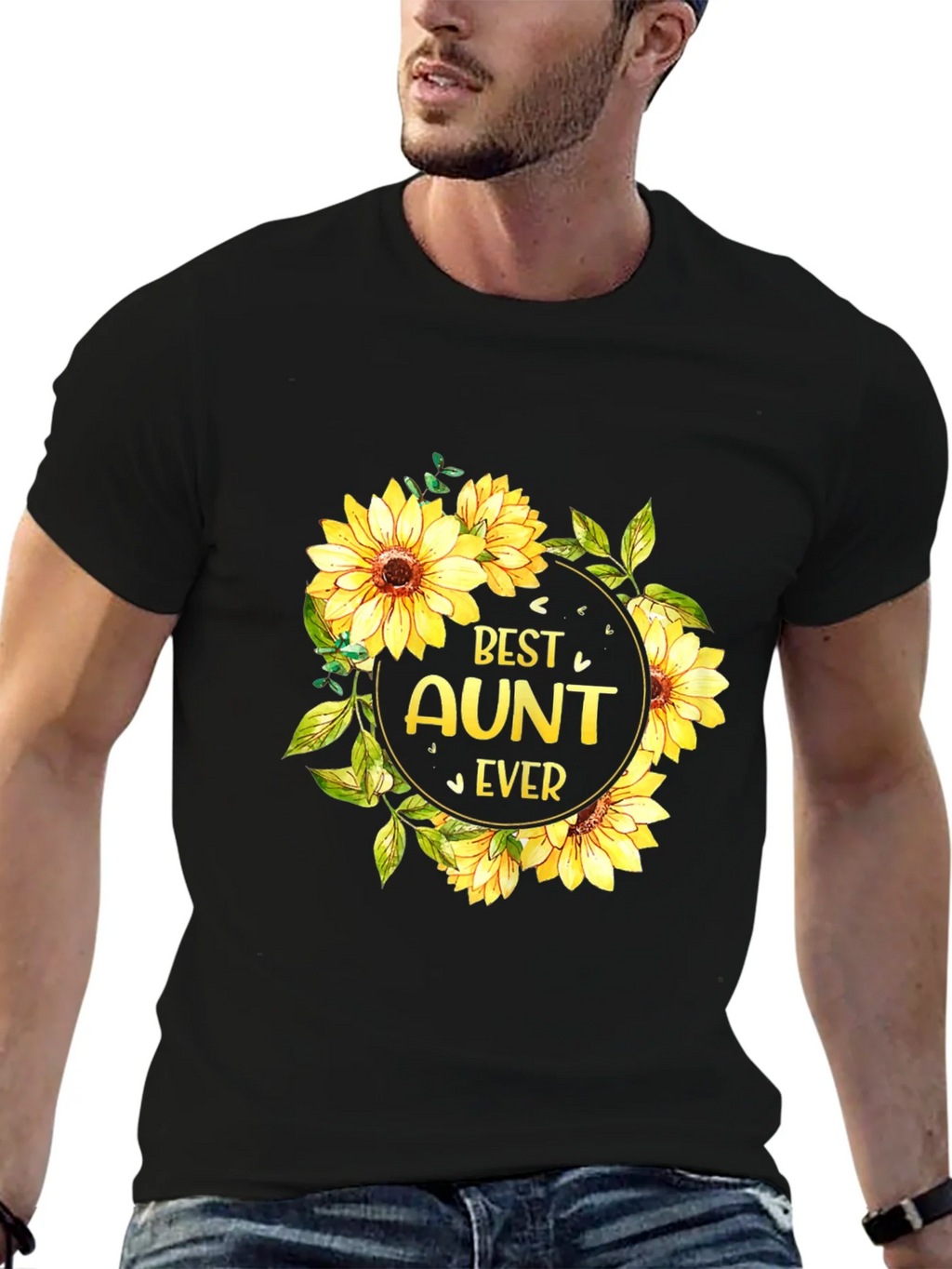 Best Aunt Ever Sunflower Graphic T-Shirt