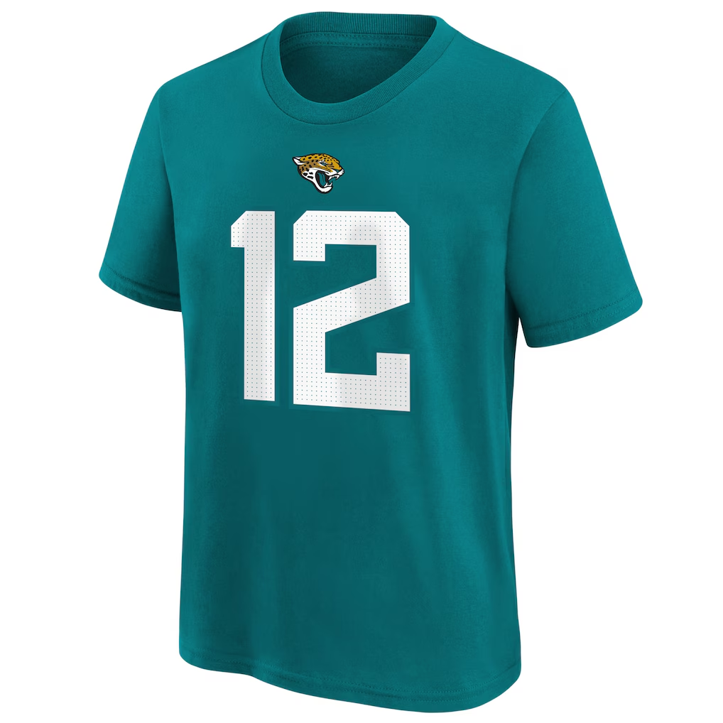 Jacksonville Jaguars Travis Hunter  Teal 2025  Draft First Round Pick Name & Number T-Shirt