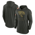 Men's Jacksonville Jaguars  Forest Green 2025 Salute to Service Sideline Dri-FIT Lightweight Hooded Pullover