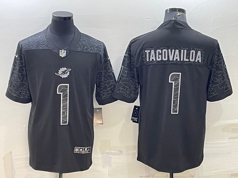 Men's Miami Dolphins Tua Tagovailoa Black RFLCTV Limited Jersey