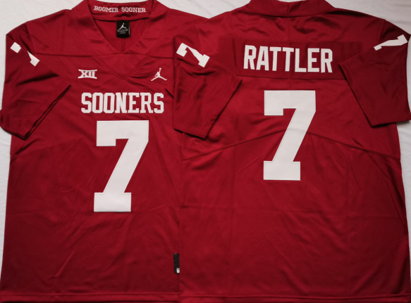 Men's Oklahoma Sooners Spencer Rattler Crimson Player Game Jersey
