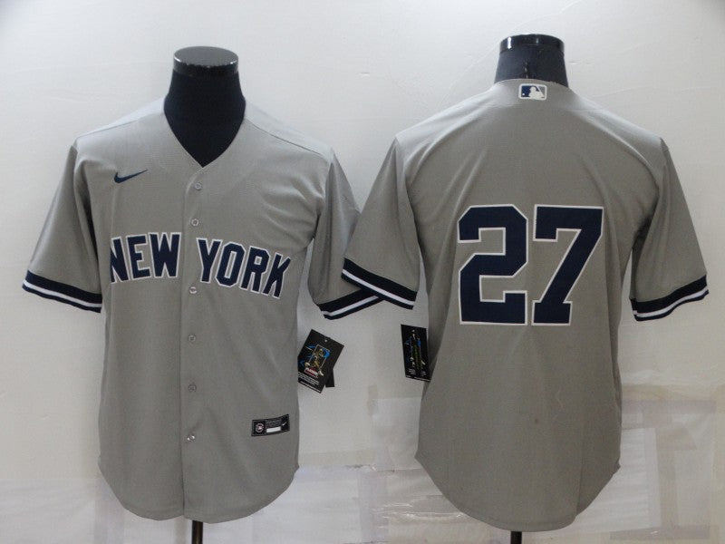 Men's New York Yankees Giancarlo Stanton #27 Gray Replica Player Name Jersey1