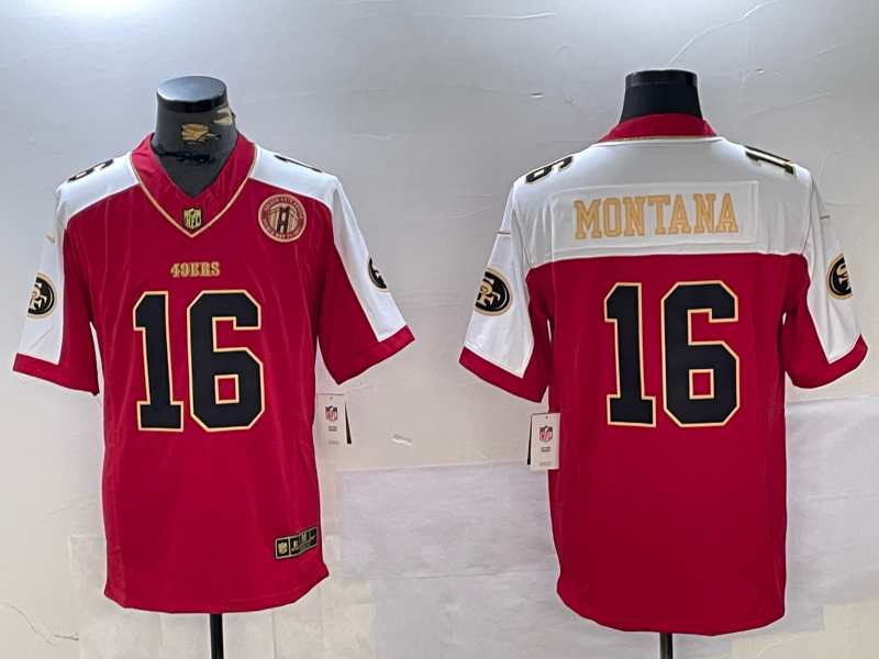 Men's San Francisco 49ers Joe Montana Scarlet Player Game Jersey