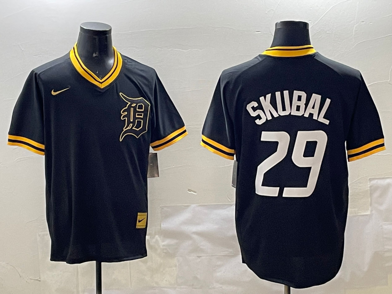 Men's Detroit Tigers Tarik Skubal #29 Black Replica Player Jersey1