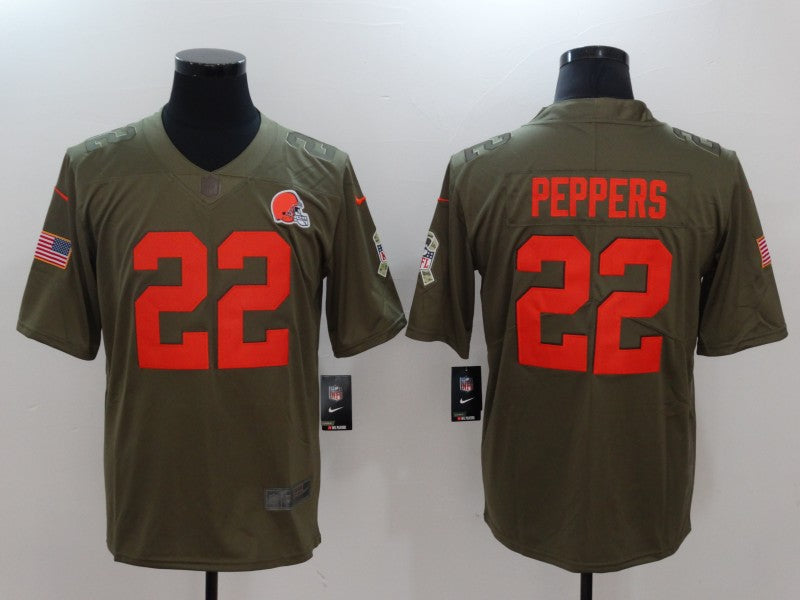 Men's Cleveland Browns Jabrill Peppers Olive Player Jersey1