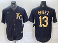Men's Kansas City Royals Salvador Perez Black Replica Player Jersey