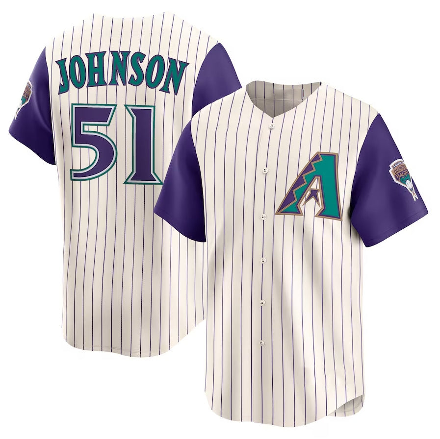 Arizona Diamondbacks #51 Randy Johnson Throwback Cooperstown Collection Limited Jersey - Cream Stitched Baseball Jersey