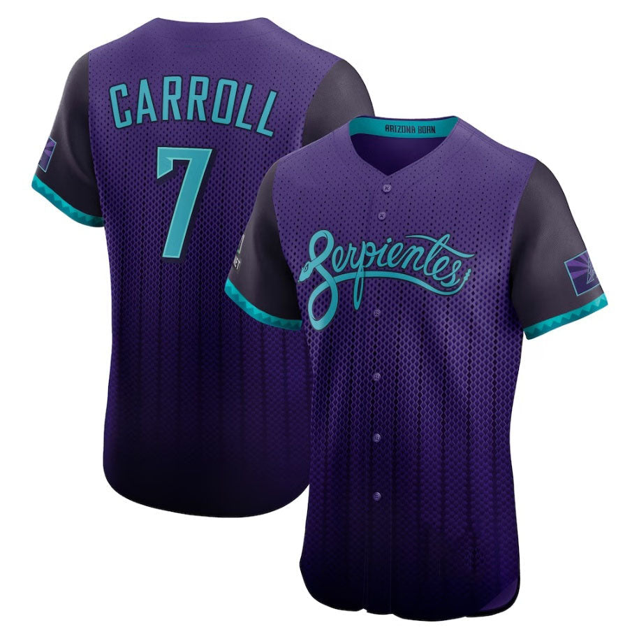 Arizona Diamondbacks #7 Corbin Carroll 2025 City Connect Elite Player Jersey - Purple Stitched Baseball Jersey