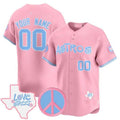 Custom Houston Astros Love Street & Peace Sign Patch Bubblegum Pink Vapor Premier Limited C All Stitched Baseball Jersey