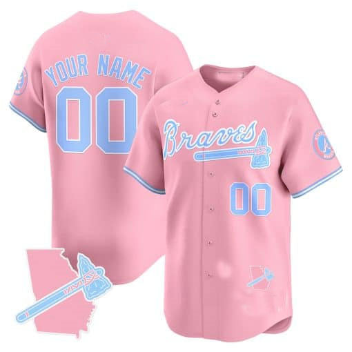 Custom Atlanta Braves Bubblegum Pink Vapor Premier Limited ¨C All Stitched Baseball Jersey