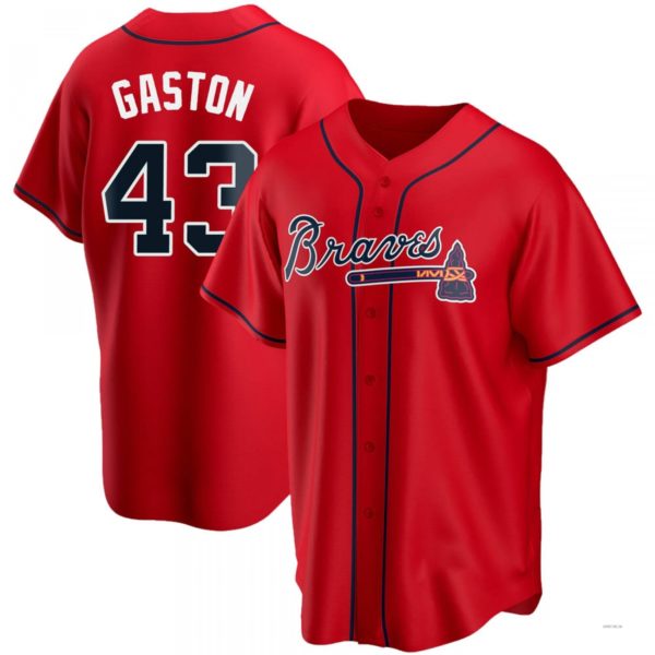 Atlanta Braves #43 Cito Gaston Red Alternate Jersey Stitches Baseball Jerseys
