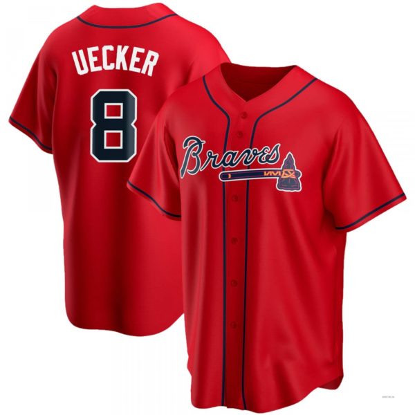 Atlanta Braves #8 Bob Uecker Red Alternate Jersey Stitches Baseball Jerseys