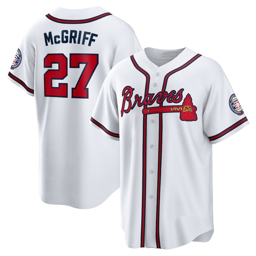 Atlanta Braves #27 Fred McGriff 2023 Hall of Fame Patch Inline Replica Jersey - White Baseball Jerseys