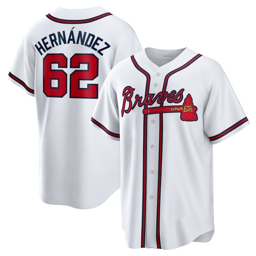 Atlanta Braves #62 Daysbel Hernandez Home Replica Jersey - White Baseball Jerseys