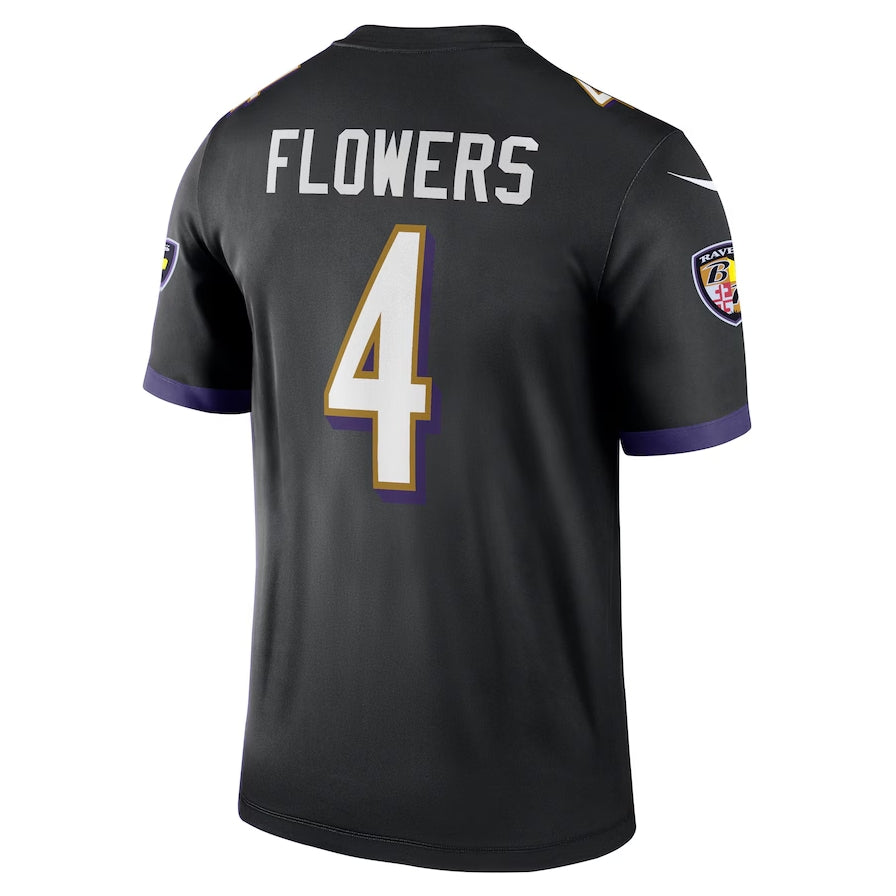 B.Ravens #4 Zay Flowers Black Alternate Legend Stitched American Football Jerseys