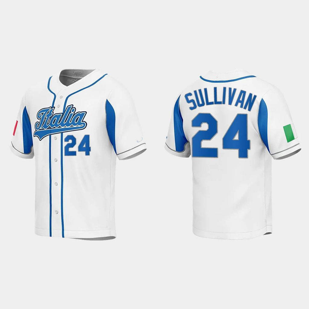 #24 BRETT SULLIVAN ITALY BASEBALL 2023 WORLD BASEBALL CLASSIC JERSEY C WHITE Stitches Baseball Jerseys