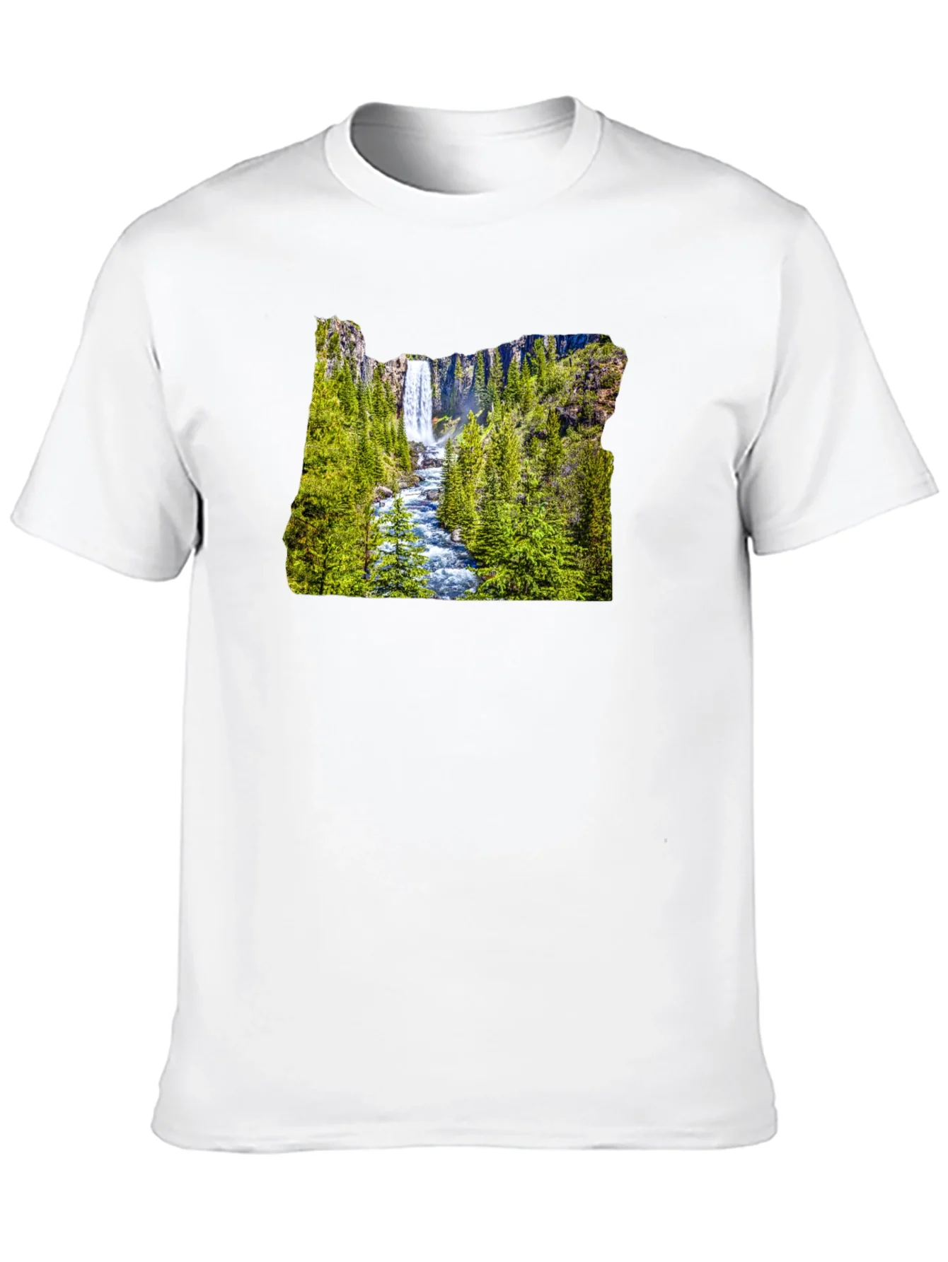 Oregon Waterfall Graphic Tee - Black Casual Shirt