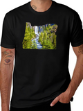 Oregon Waterfall Graphic Tee - Black Casual Shirt