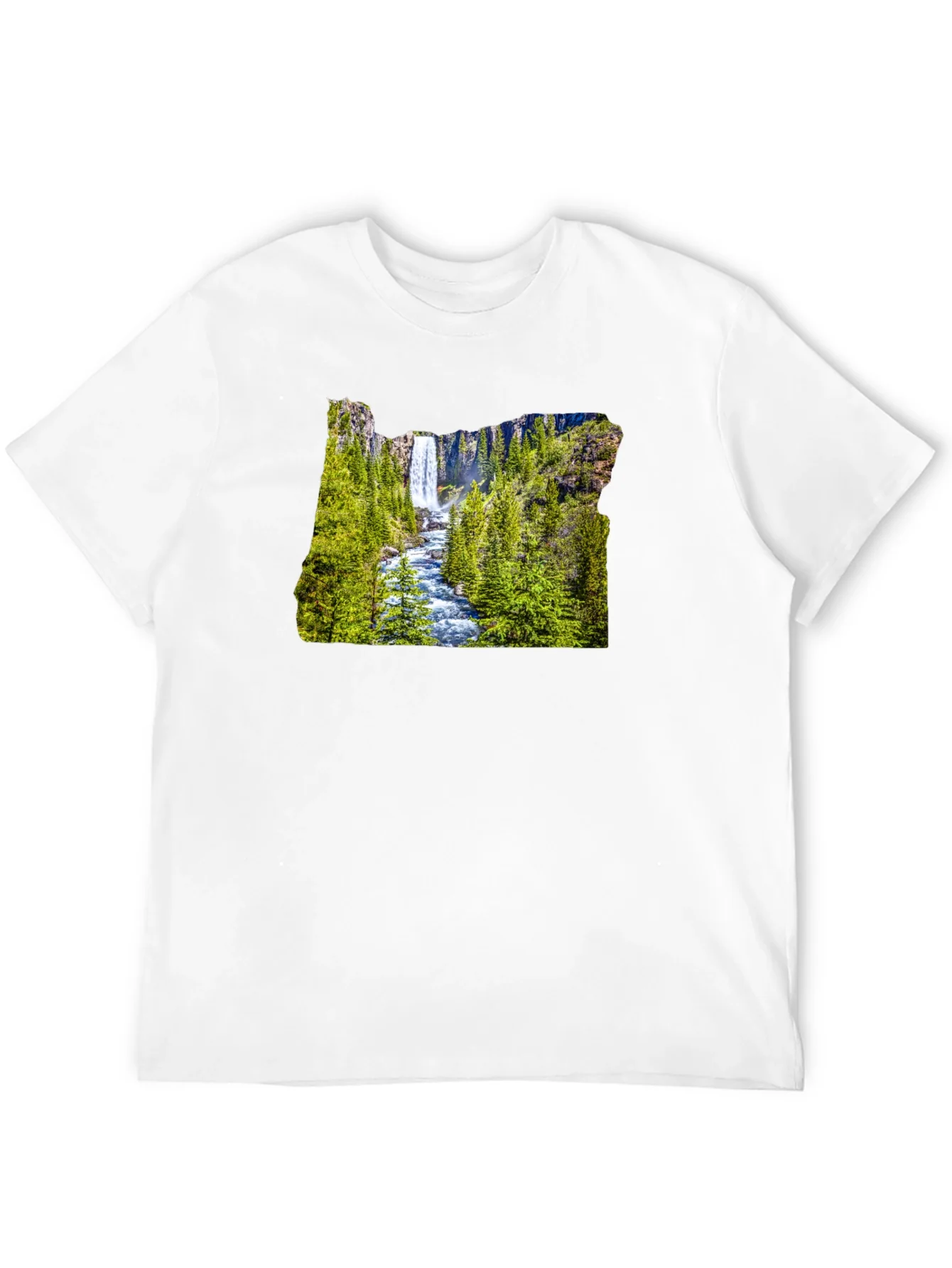 Oregon Waterfall Graphic Tee - Black Casual Shirt