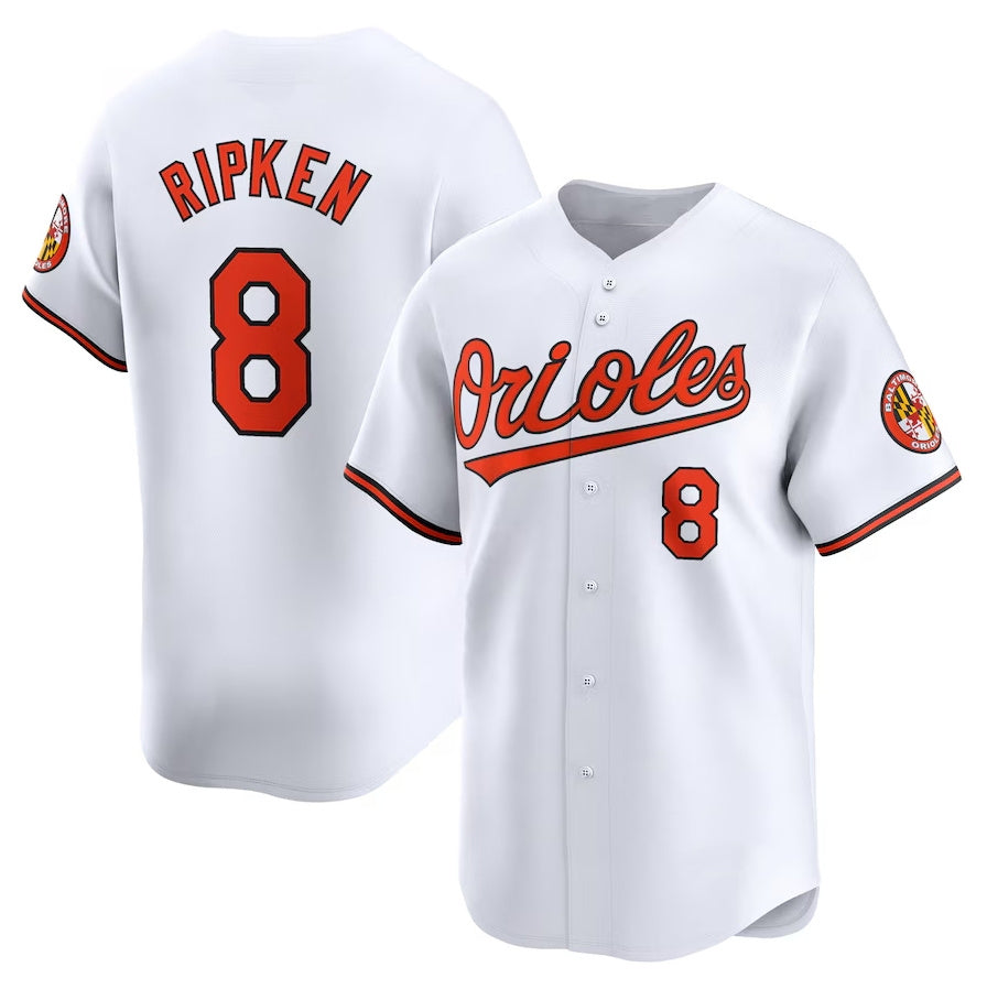 Baltimore Orioles #8 Cal Ripken Jr. Home Limited Player Jersey - White Stitched Baseball Jersey