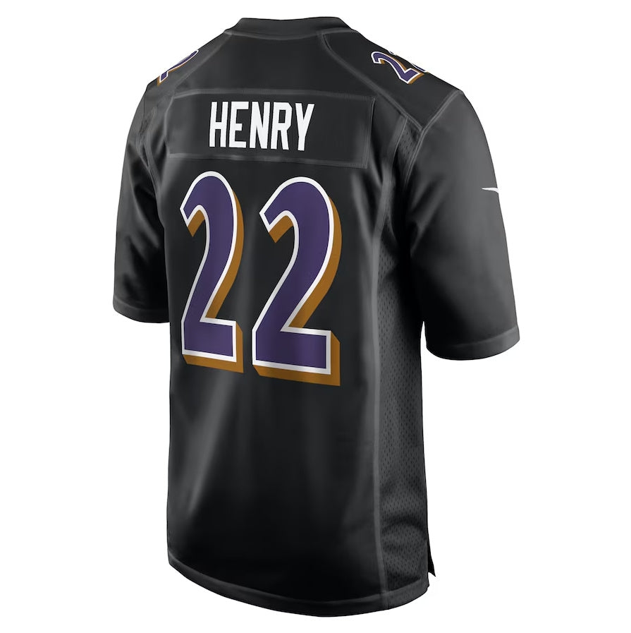 B.Ravens #22 Derrick Henry Carbon Black Fashion Stitched American Football Jerseys