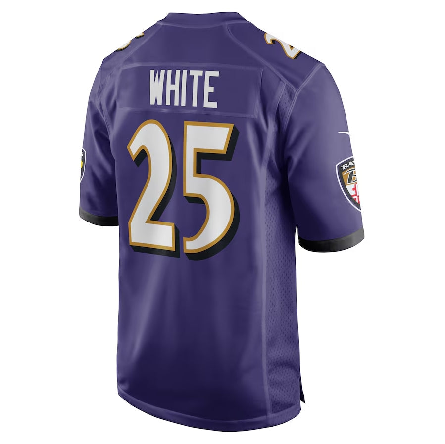 B.Ravens #25 Tre'Davious White Purple Team Game Stitched American Football Jerseys