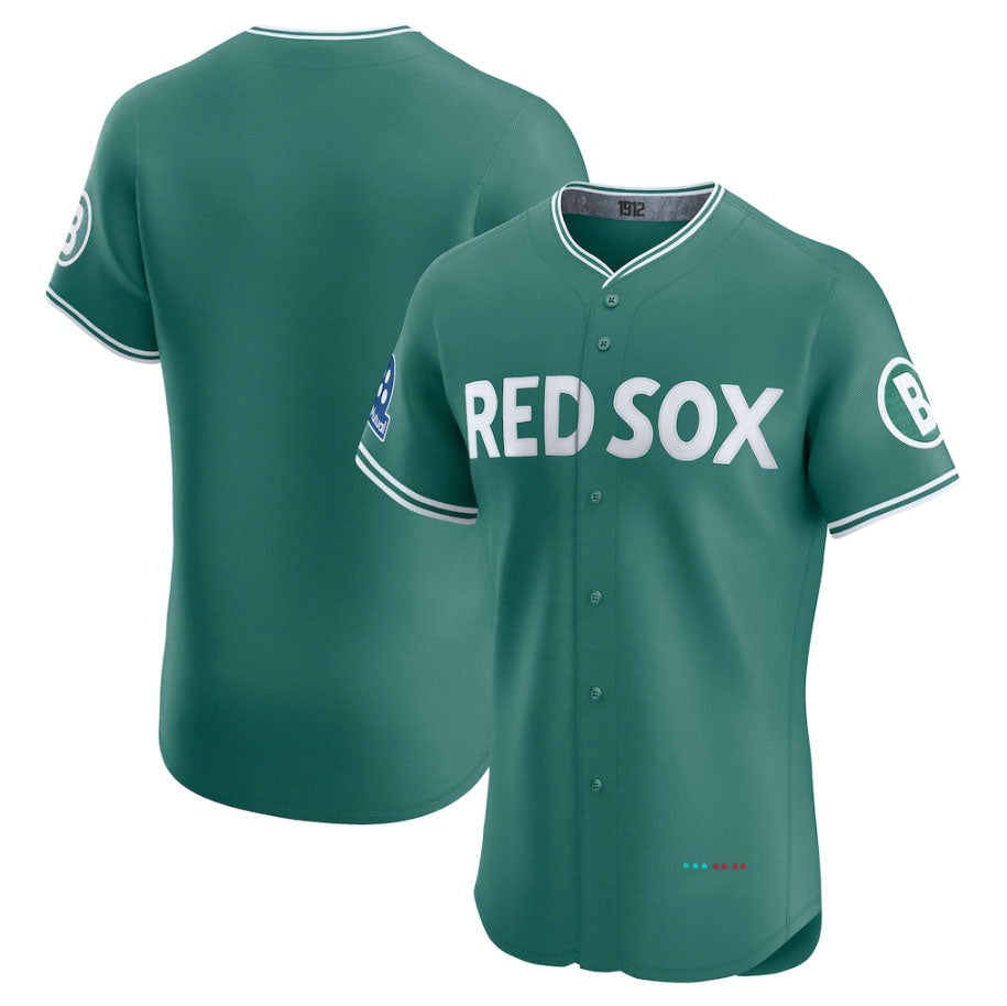 Boston Red Sox 2025 City Connect Elite Jersey With Sponsor Patch - Green Stitched Baseball Jersey