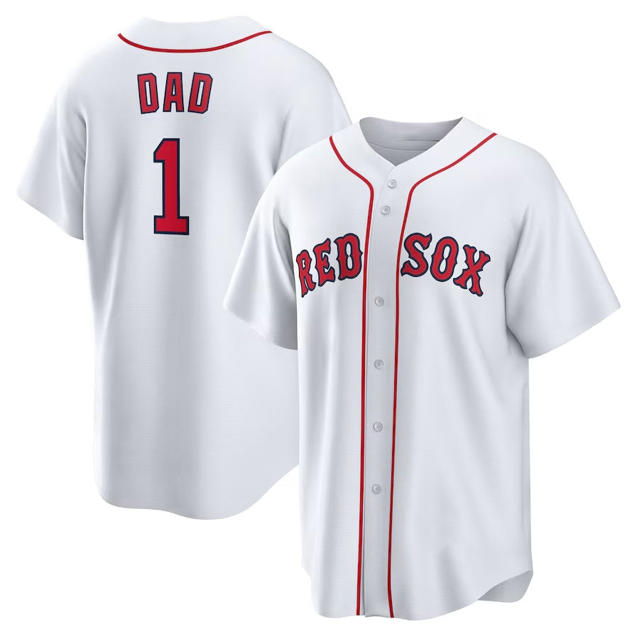 Boston Red Sox #1 Dad Home Replica Jersey - White Stitched Baseball Jersey
