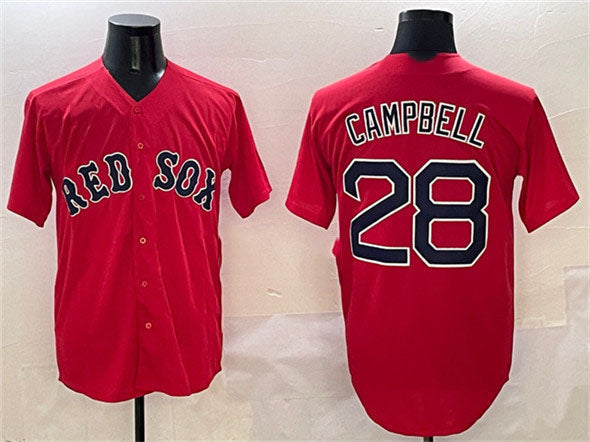 Boston Red Sox #28 Kristian Campbell Red Cool Base Stitched Baseball Jersey