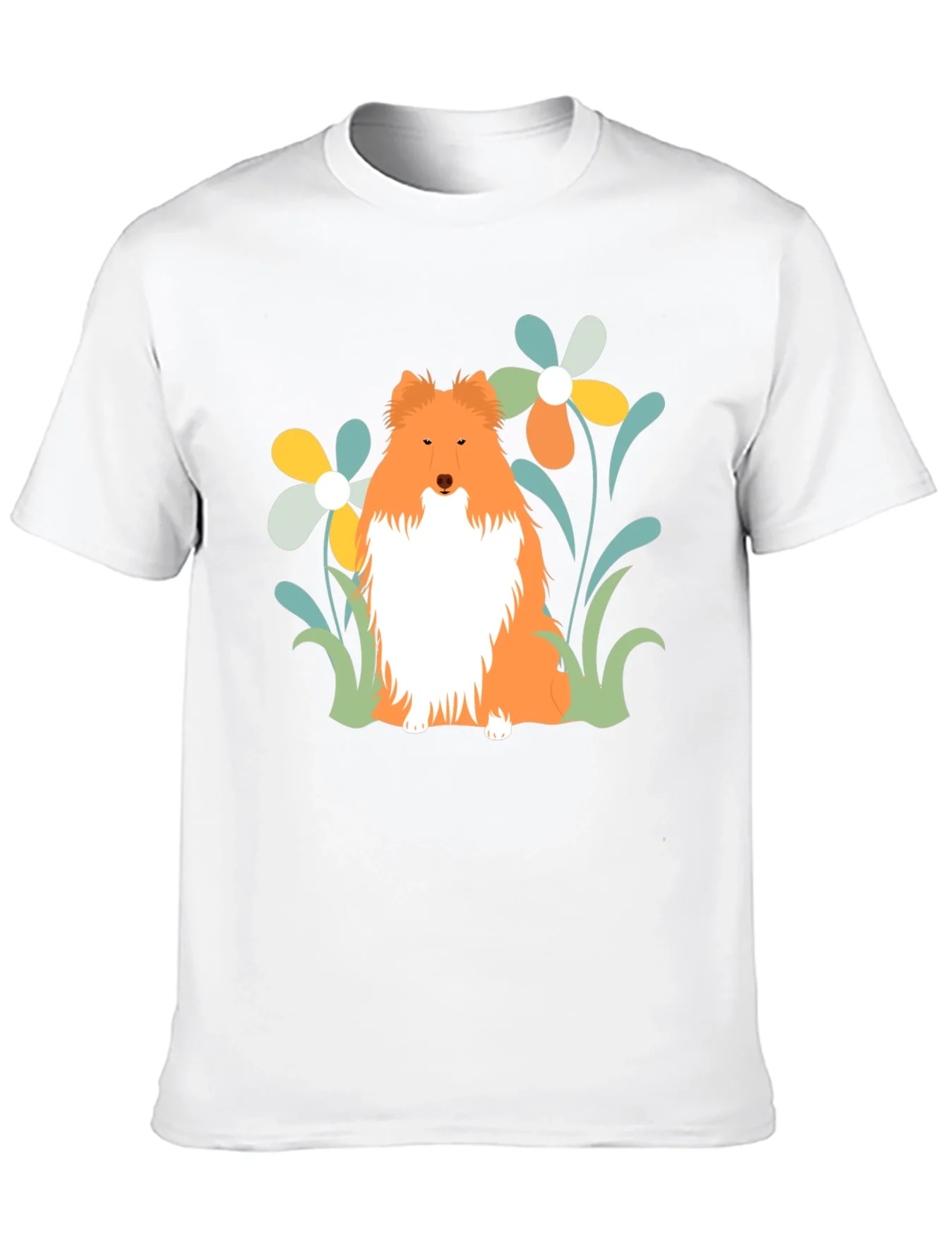 Sheltie Dog & Flowers T-Shirt - Soft Cotton Tee