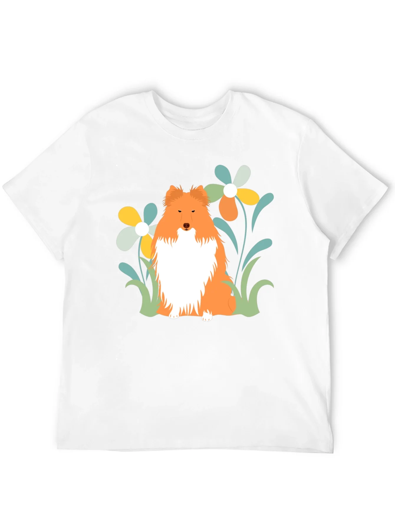 Sheltie Dog & Flowers T-Shirt - Soft Cotton Tee