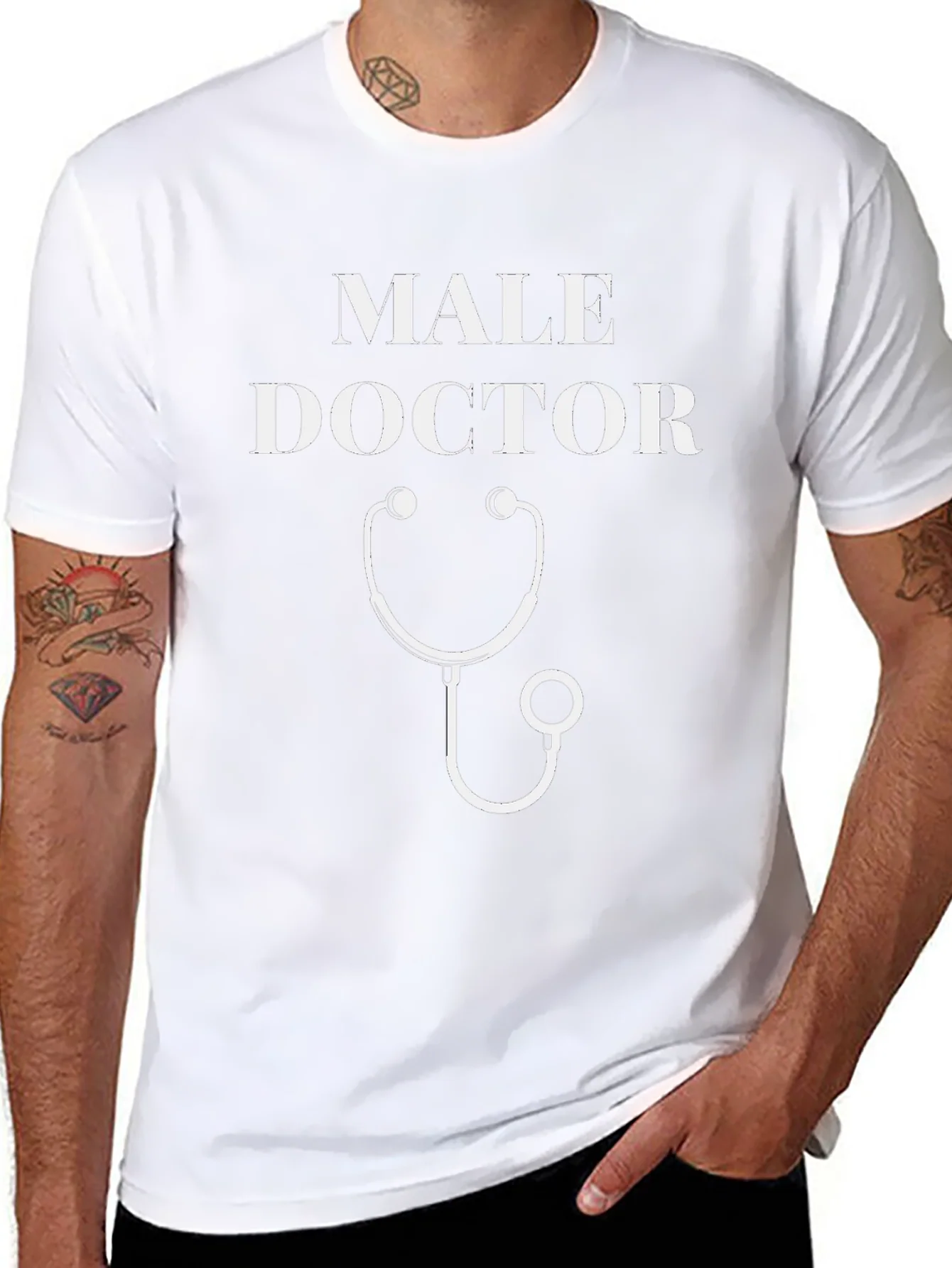 Male Doctor T-Shirt - Stethoscope Graphic Novelty Tee