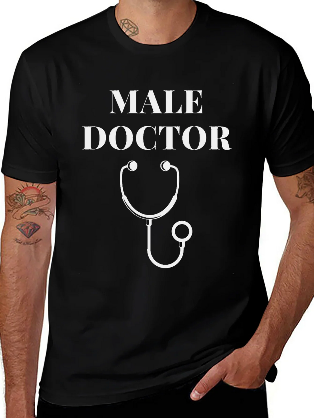 Male Doctor T-Shirt - Stethoscope Graphic Novelty Tee