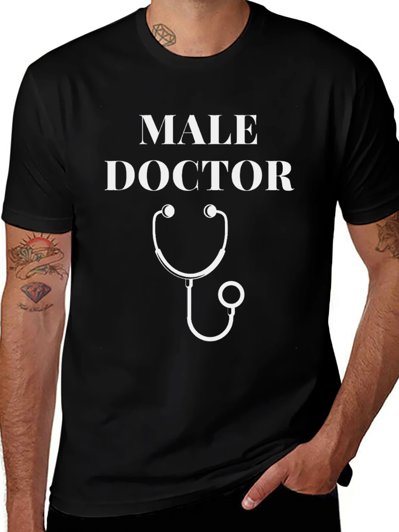Male Doctor T-Shirt - Stethoscope Graphic Novelty Tee